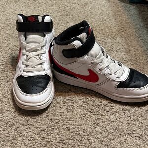 Nike Kids High-Top Sneakers - White, Black, and Red